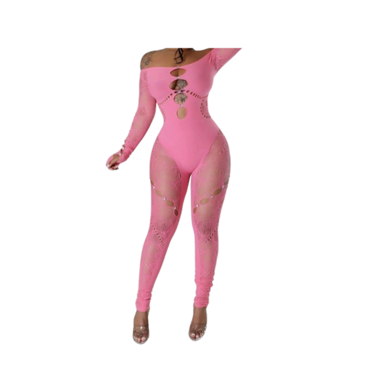 'Good Body" Pink Off Shoulder Jumpsuit